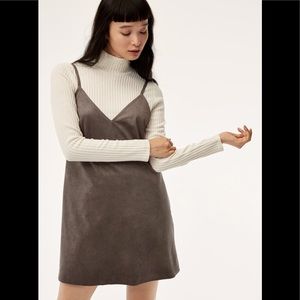 Aritzia Vivienne Dress Grey Suede